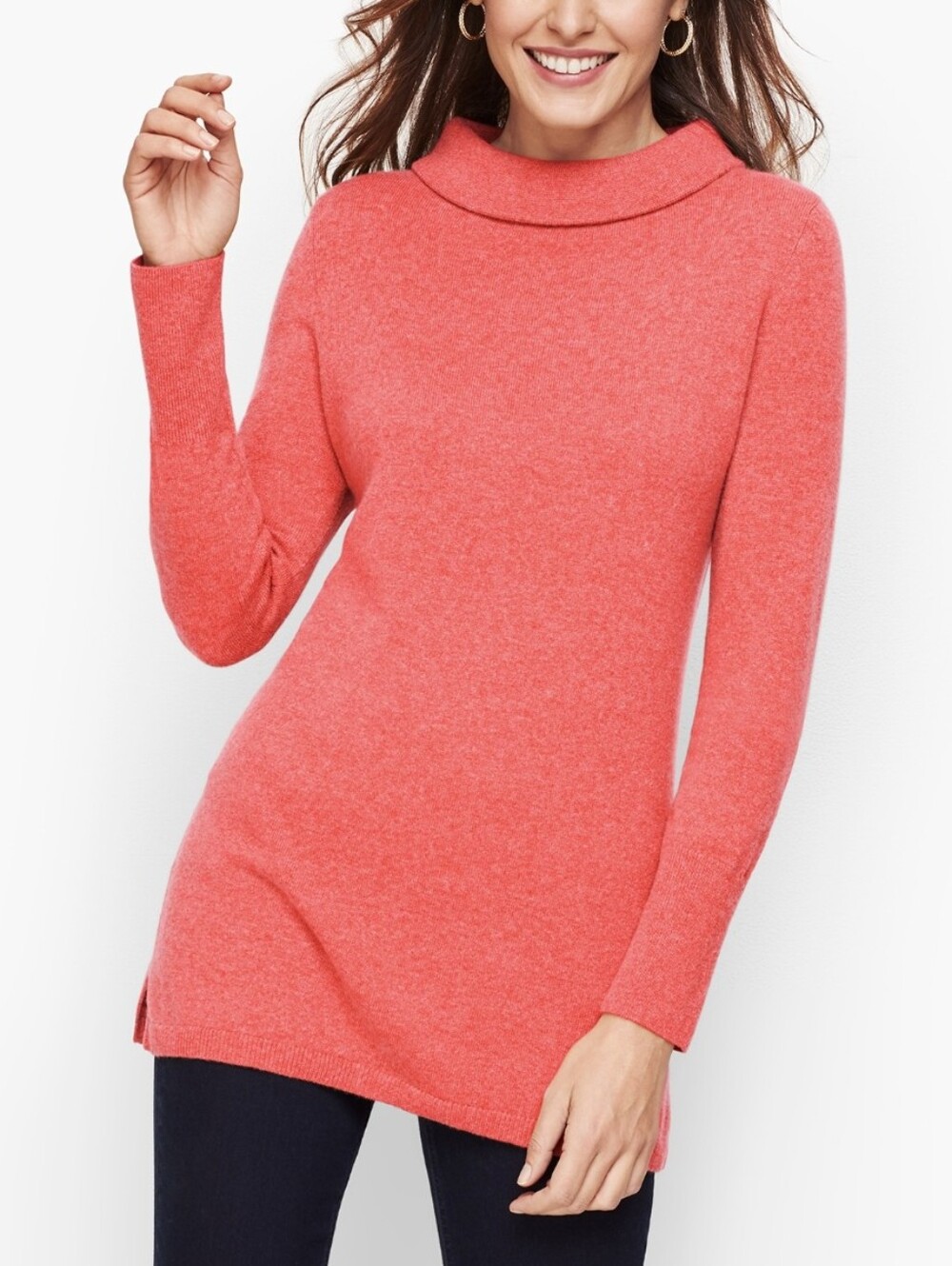 Talbots Sabrina 100% Cashmere Portrait turtleneck Tunic Sweater 2X Pink Classic